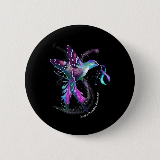 Hummingbird Lila Ribbon Suicide Prevention Aware Button (Vorderseite)
