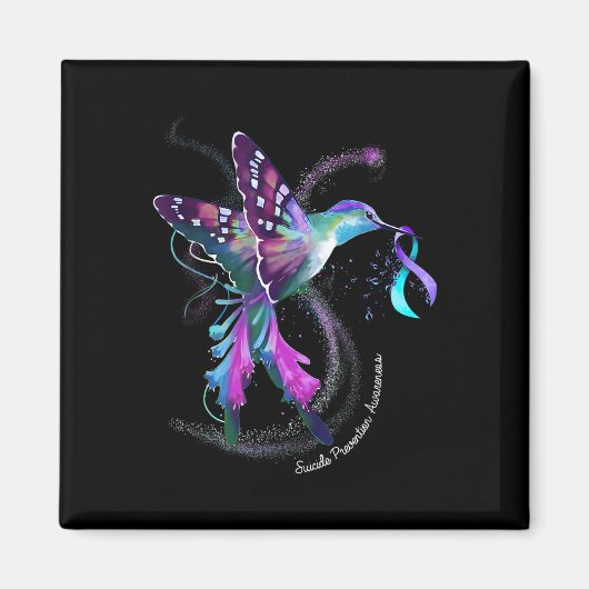 Hummingbird Lila Ribbon Suicide Prevention Aware Magnet (Vorne)