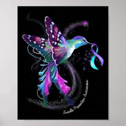 Hummingbird Lila Ribbon Suicide Prevention Aware Poster (Vorne)