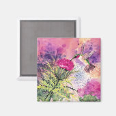 Hummingbird Lila Thistle Magnet (Vorderseite/Rückseite)