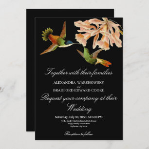 Hummingbird Lily Watercolor Schwarz-weiße Hochzeit
