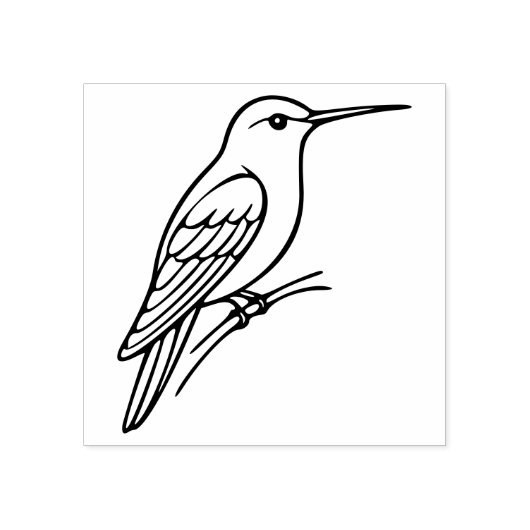 Hummingbird Line Art – Bird Illustration Gummistempel (Prägung)