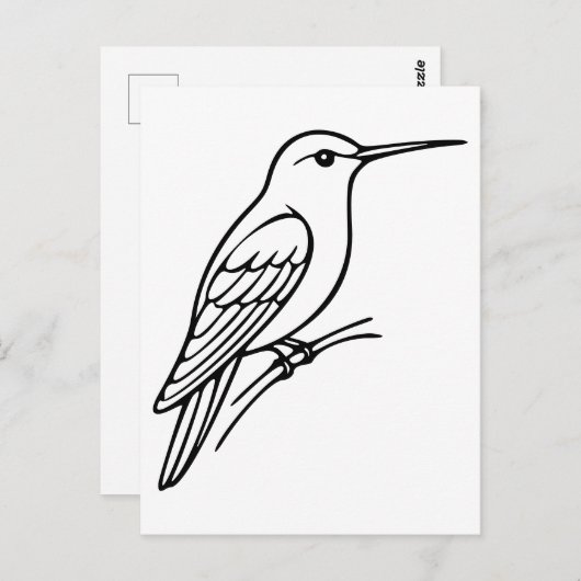 Hummingbird Line Art - Bird Illustration Postkarte (Vorne/Hinten)