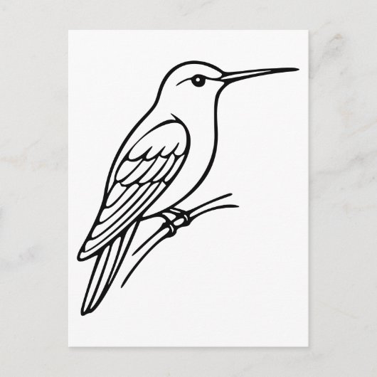 Hummingbird Line Art - Bird Illustration Postkarte (Vorderseite)
