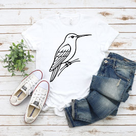 Hummingbird Line Art – Bird Illustration T-Shirt