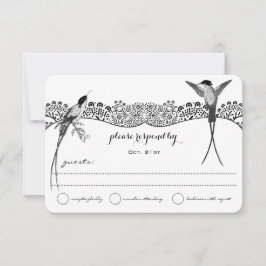 Hummingbird Love Bird Wedding RSVP Karte
