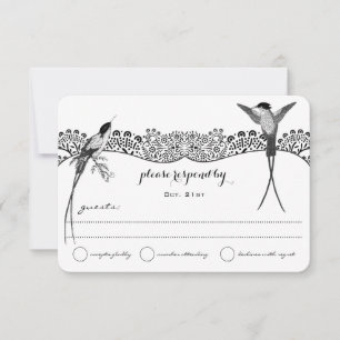 Hummingbird Love Bird Wedding RSVP Karte