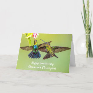 Hummingbird Lovebirds Personalisiertes Jubiläum Karte