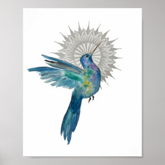 Hummingbird Mandala 8x10 Print Poster