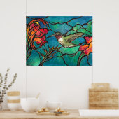 "Hummingbird Melody" Einzigartiges "Buntglas" Art Poster (Küche)