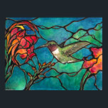 "Hummingbird Melody" Einzigartiges "Buntglas" Art Poster<br><div class="desc">Ein wunderschönes Kolibri- und Blume-Bild, entworfen aus meinem original Aquarellbild - ich hoffe, es gefällt Ihnen!</div>