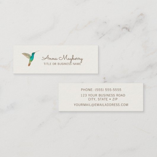 Hummingbird Mini Business Card Mini Visitenkarte (Vorne/Hinten)
