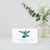Hummingbird Minimal Modern White Blue Visitenkarte (Stehend Vorderseite)