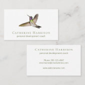 Hummingbird Minimal Modern White Sage Green Visitenkarte (Vorne/Hinten)