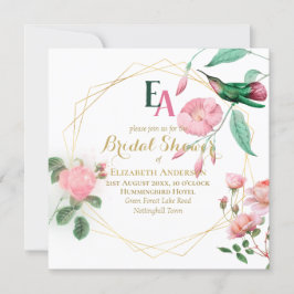 Hummingbird Minze Green Pink Gold Brautparty Einladung