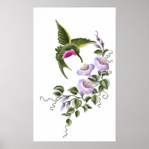 Hummingbird mit Blume 1 Print Poster