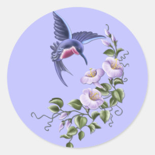 Hummingbird mit Blume 2 Aufklebern Runder Aufkleber