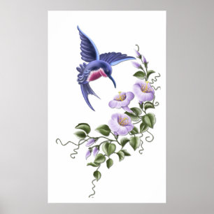 Hummingbird mit Blume 2 Print Poster