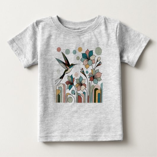 Hummingbird mit Blume Baby T-shirt (Vorderseite)