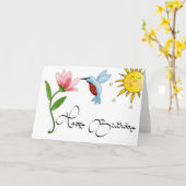 Hummingbird mit Blume Happy Birthday Card Karte (Gelbe Blume)