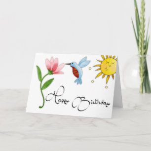 Hummingbird mit Blume Happy Birthday Card Karte