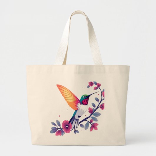 Hummingbird mit Blume Jumbo Stoffbeutel (Vorne)