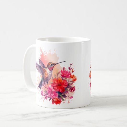 Hummingbird mit Blume Kaffee Tasse (Vorderseite Links)