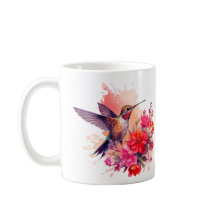 Hummingbird mit Blume Kaffee Tasse
