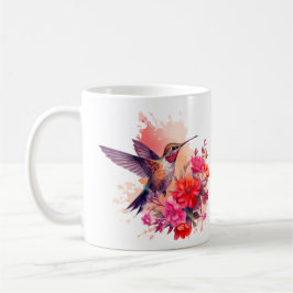 Hummingbird mit Blume Kaffee Tasse
