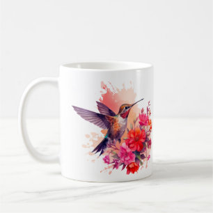 Hummingbird mit Blume Kaffee Tasse