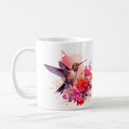 Hummingbird mit Blume Kaffee Tasse (Links)