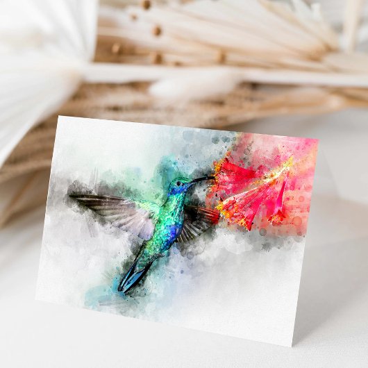 Hummingbird mit Blume Wasserfarbe - 01 Dankeskarte