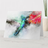 Hummingbird mit Blume Wasserfarbe - 01 Dankeskarte (Vorderseite)