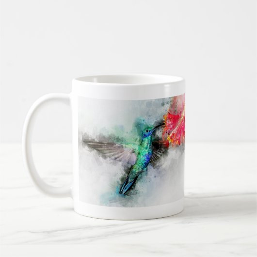 Hummingbird mit Blume Wasserfarbe - 01 Kaffeetasse (Links)