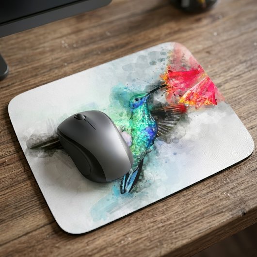 Hummingbird mit Blume Wasserfarbe - 01 Mousepad
