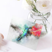 Hummingbird mit Blume Wasserfarbe - 01 Postkarte