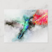 Hummingbird mit Blume Wasserfarbe - 01 Postkarte (Vorderseite)