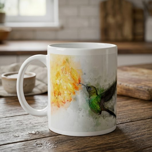 Hummingbird mit Blume Wasserfarbe - 02 Kaffeetasse