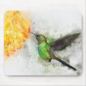 Hummingbird mit Blume Wasserfarbe - 02 Mousepad (Vorne)