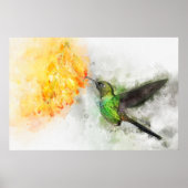 Hummingbird mit Blume Wasserfarbe - 02 Poster (Vorne)