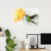 Hummingbird mit Blume Wasserfarbe - 02 Poster (Heimbüro)