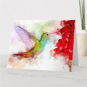 Hummingbird mit Blume Wasserfarbe - 03 Dankeskarte (Vorderseite)