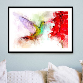 Hummingbird mit Blume Wasserfarbe - 03 Fotodruck
