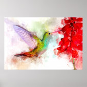 Hummingbird mit Blume Wasserfarbe - 03 Poster (Vorne)