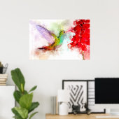 Hummingbird mit Blume Wasserfarbe - 03 Poster (Heimbüro)