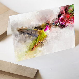 Hummingbird mit Blume Wasserfarbe - 04 Dankeskarte