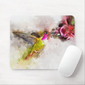 Hummingbird mit Blume Wasserfarbe - 04 Mousepad (Mit Mouse)