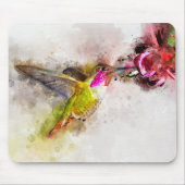 Hummingbird mit Blume Wasserfarbe - 04 Mousepad (Vorne)