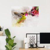 Hummingbird mit Blume Wasserfarbe - 04 Poster (Heimbüro)