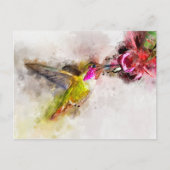 Hummingbird mit Blume Wasserfarbe - 04 Postkarte (Vorderseite)